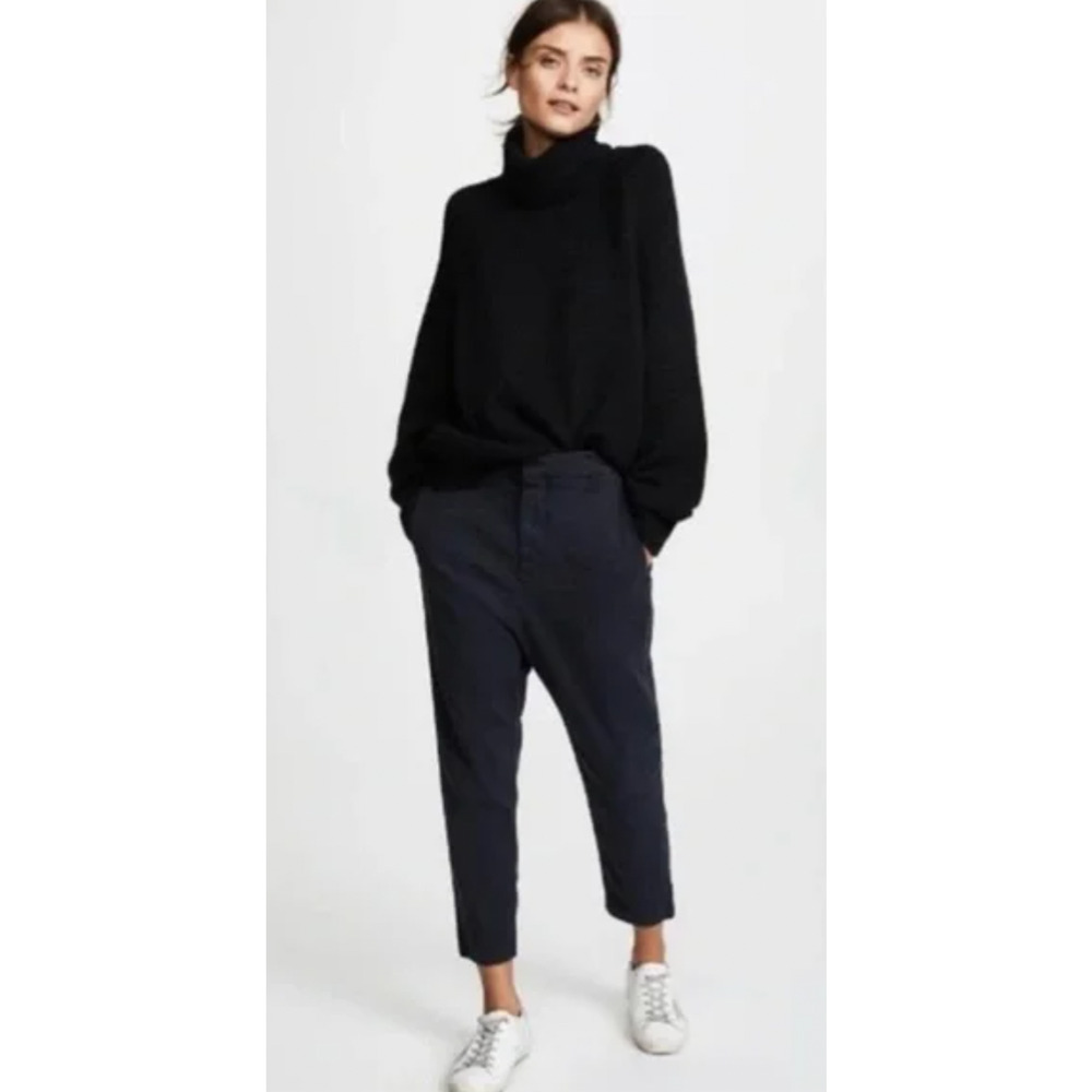 Nili Lotan 6 Gray Paris Pants Drop Crotch Slouchy Cotton Crop Washed Black - Picture 8 of 11